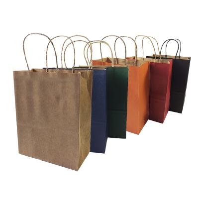 China Materials 27x21x11cm Solid Color Recycled Paper Bag With Handle Colorful Party Recyclable Paper Gift Bags Environmental Protection for sale