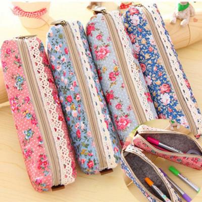 China wholesale Fashion Makeup Bag Zipper Pouch Cosmetic Purse\Comfortable Cute Floral School Supplies\Durable Lace Pencil Case Bag for sale