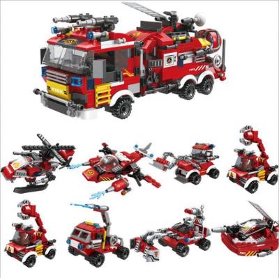 China Compatible Legoing Fire Truck Blocks Set of LELE BROTHER Car Robot Transform Trailer Kids Eco-Friendly Material Toys Building Block for sale