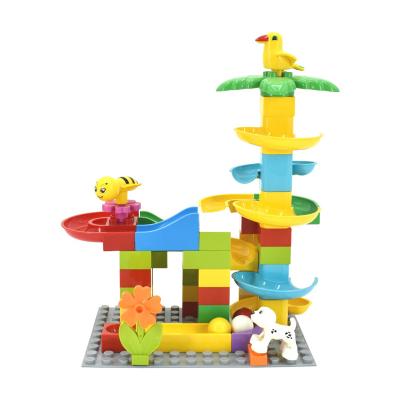 China Construction Toy Gear Wheel Slide Building Blocks Binary Compatible 65 Pcs Big Size Marble Bricks Racing Sets With Legoingly Kids Toys For Kid for sale