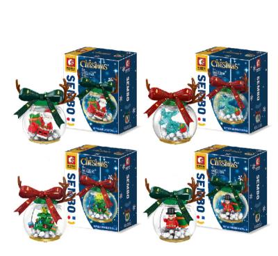 China The new 2021 Christmas sembo building block Toy Girl Christmas Gifts Children's Set of Toy Crystal Ball Christmas Tree decorations 19*25*19CM for sale