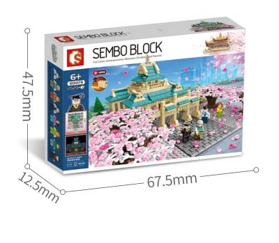 China Sembo Eco-friendly Material 601079 Wuhan Cherry Blossom Street View Series Diy Building Blocks Toys Wholesale Gifts For Kids for sale