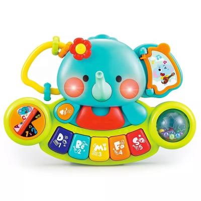 China Amazon Electronic Hot Blue Elephant Explore Electronic Piano Organ Kids Piano Keyboard Educational Musical Toy For Children for sale