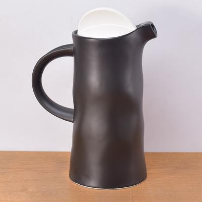 China High Quality Sustainable Water Jug Black Irregular Shape Ceramic Coffee Teapot For Home for sale