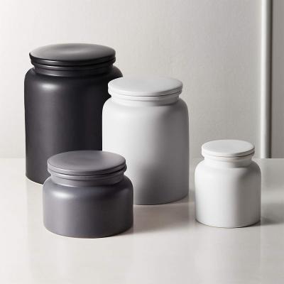 China Nordic Storage Box Steamable Kitchenware Matte Ceramic Canister Sets Containers For Seal Flour Sugar Coffee Tea for sale