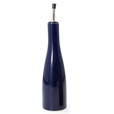 China Stocked Items Bulk Deep Blue Oil Bottle Cooking Porcelain Vinegar Olive Oil Dispenser for sale