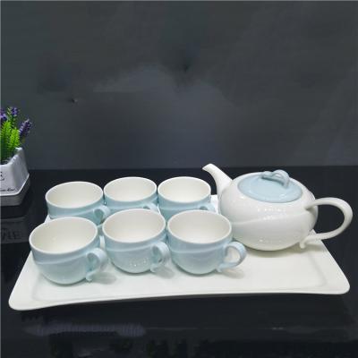 China Viable Luxury Chinese Elegant Afternoon Coffee Porcelain Cup Saucer Teapot Set for sale