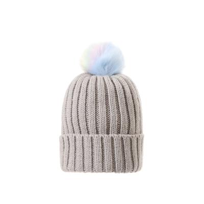 China COMMON Solid Color Winter Hats Knitted Beanies Women's Winter Pom Hat for sale