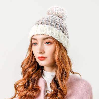 China COMMON Wholesale Custom Pompom Knitted Beanie Hat Women's Winter Pom Hat for sale