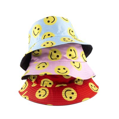 China Outdoor Breathable Casual Wide Brim Bucket Hats Hip Hop Spring Image Smiling Face Fisherman Hat for sale