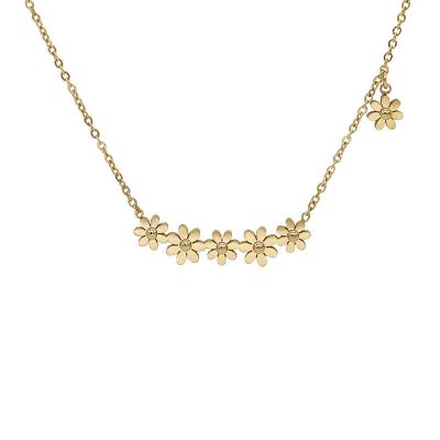 China CLASSIC Fashion Design Stainless Steel Gold Plated Small Daisy Flower Necklace for sale