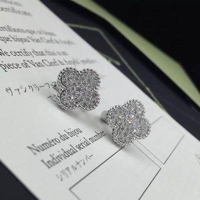 China Van Cleef Arpels Magic Alhambra Earings 18K White gold with natural diamonds,free shipping,factoryprice, wholesale, hot for sale