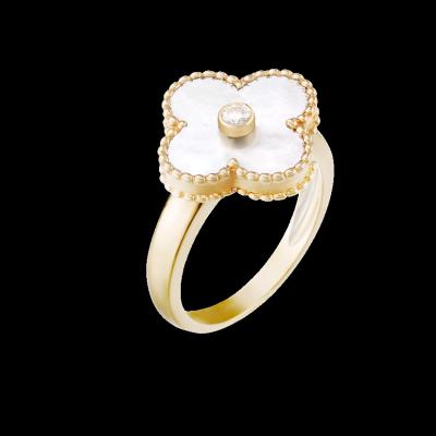 China Van Cleef & Arpels Made in canton most popular Vintage Alhambra ring, 18K gold, Diamonds,MOP,Very Beautiful,VCA jewelry for sale