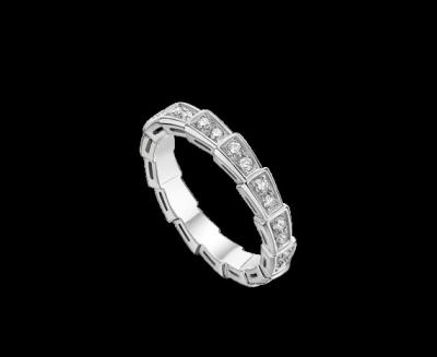 China Bvlgari Serpenti wedding band in 18kt white gold with pavé diamonds Ref. AN856949 for sale