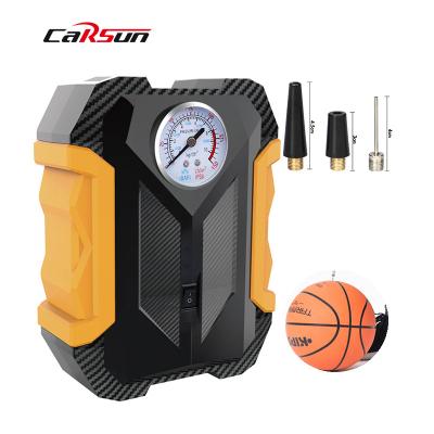 China Hot Light CARSUN 139906 Product Motorcycle Tire Compressor Emergency Wired Mini Handheld 12V Compressor Portable Tire Inflators For Car for sale