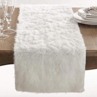 China Eco-Friendly Christmas Fur Table Runner, Snowy White Faux Fur Table Runner For Christmas Table Decorations for sale