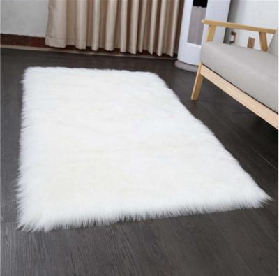 China Bedroom Luxury Long Hair White Color Sheepskin Faux Fur Blanket for sale