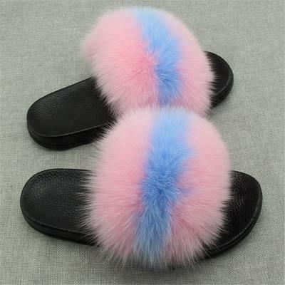 China Fashion trend wholesale children's fox sandals fashion non-slip wear fur leisure fox fur slippers for sale