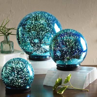 China 3d glass decorative glass lamp with blue mercury light led globes set for sale