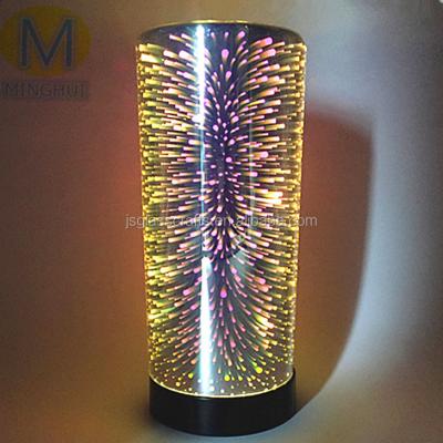 China The modern colorful glass 3D table lamp for decoration battery cable fireworks light for sale