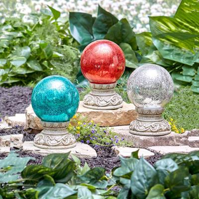 China China Mercury Crack Glass Spheres With Led Light Ball Tablelamp Decoration for sale