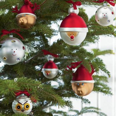 China Europe Glass Cartoon Christmas Three Dimensional Hanging Ball For Christmas Tree Decoration for sale