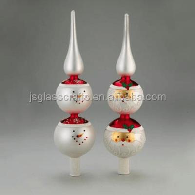 China Decorative Glass Santa and Snowman Christmas Tree Toppers for Tree Ornaments for sale