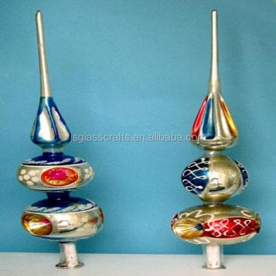 China Traditional Old World Vintage Christmas Tree Decoration Handmade Glass Tree Topper for sale