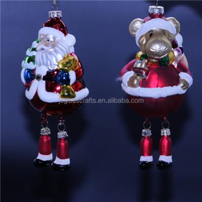 China Wholesale Santa Claus Glass Bear Glass Hanging Ornament, Glass Figures Shaped Ornament, Christmas Decoration Supplies for sale