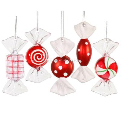 China Shaped Glass Fancy Red Glass Candy With High Quality Glass Hanging Ornaments for sale