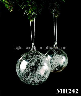 China Hand Blown Glass Glass Hanging Ball With Glass Wire Inside For Christmas Decoration for sale