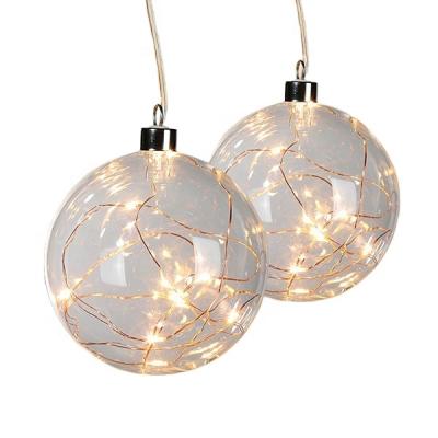 China Cheap Hanging Glass LED Bauble Glass Light, Hanging Glass Ball With Led Light Chain for sale