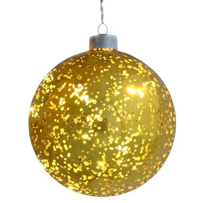 China Africa Light Up Gold Plated Hanging Glass Ball Christmas Decoration With Warm White LED Lights for sale