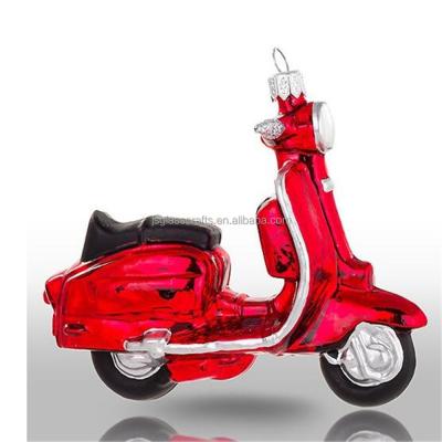 China China Hand Painted Motorcycle Hanging Glass Ornament For Christmas Decoration for sale