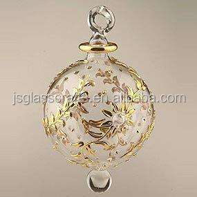 China Glass Gold Hand Painted Hanging Transparent Glass Ball For Sale for sale