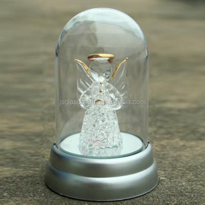 China Led Light Glass-Glass Christmas Angel With Blowing Horn 130 Mm In Glass Dome for sale