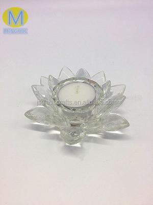 China Crystal Glass Lotus Incense Cone Religious Wholesale Burner Activities Tealight Votive Candle Holder for sale