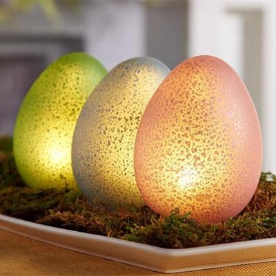 China Glass Light Up Glass Egg With Led Light Set / 3 Easter Decoration for sale