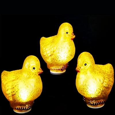 China Glass Frosted Glass Chick With Led Light Set / 3 Easter Decoration for sale