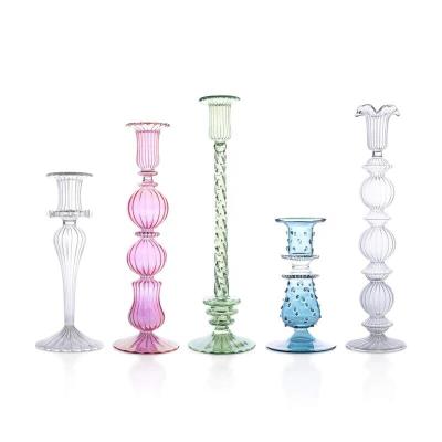 China Wholesale Home Elegant Royal Mercury Candlestick Decoration Pillar Glass Candle Holder For Decoration for sale