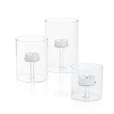 China HOLIDAY set of 3 tall glass candle holders, home decoration, built-in glass tea candle for sale