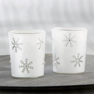 China Holiday Home Wedding Decoration Home Decor Glass Candlestick, Christmas Snowflake Candle Glass Cup for sale