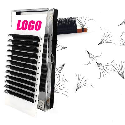 China Easy fan high quality wholesale custom brand quick glowing vegan eyelash fluffy eyelash extensions for sale