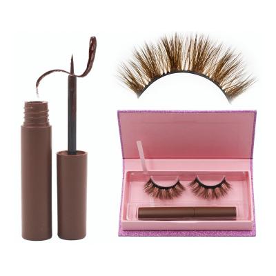 China Wholesale Custom Magnetic Eyelash Lashes Packaging Box Faux Mink Lashes Magnetic Eyelash Brown Lashes for sale