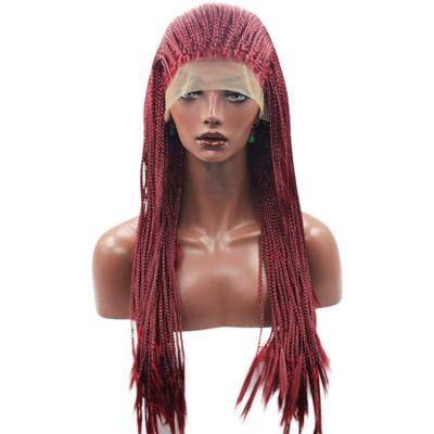 China Factory Sellers Wholesale Synthetic Silky Straight Wave African Braided Lace Frontal Wig for sale