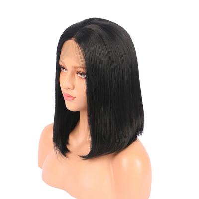 China Silky Straight Short Lace Front Wig Lead Black Wave Synthetic Hair Wigs for sale