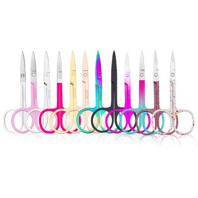 China Wholesale Custom Made Excellent Finish Clean Brand Stainless Steel Eyelash Eyebrow Scissors False Cosmetics Lashes Scissors for sale