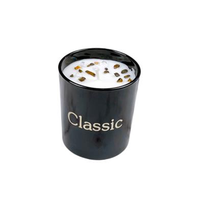 China 2021 Birthdays Luxury Soy Black Glass Wax Crystal Scented Candle for sale