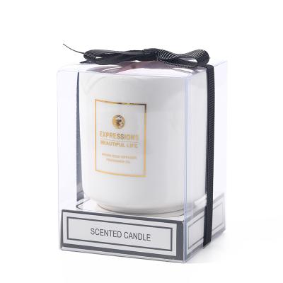 China Luxury Birthdays Candle Jar PVC Boxed Round White Candle Cup Ceramic Candle Jar for sale