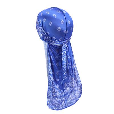 China 2021 Fashion Outdoor Women Hiphop Paisley Pattern Print Silk Durags For Men Designer Durag Silk Vendor Bandana Hat for sale